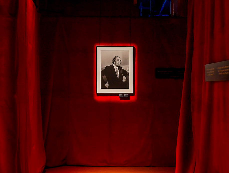 Portrait of Divina Dali on red velvet wall