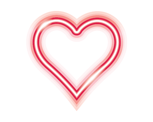A stylized graphic of a concentric heart shape with shades of pink and red.